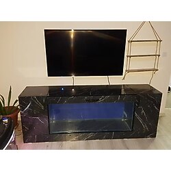 Akvaryum TV ünitesi Parlak Bendir Granit desen 198x44x70 Cm