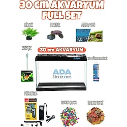 Full Akvaryum Seti Siyah Renk 30X23x15 Cm 9 Parça