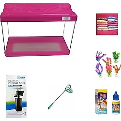 Kanki Pet 3518 Akvaryum Hazır Set Pembe 35 CM