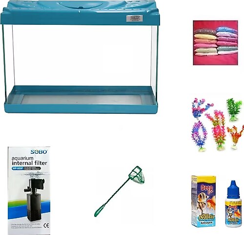 Kanki Pet 3518 Akvaryum Hazır Set Turkuaz 35 CM