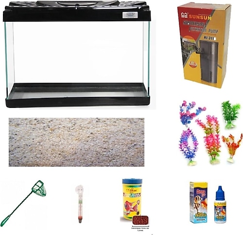 Kanki Pet KP5018 50 cm Ekonomik Hazır Akvaryum Seti - Siyah