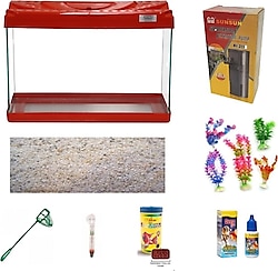 Kanki Pet KP5018 Ekonomik Hazır Akvaryum Seti - Kırmızı